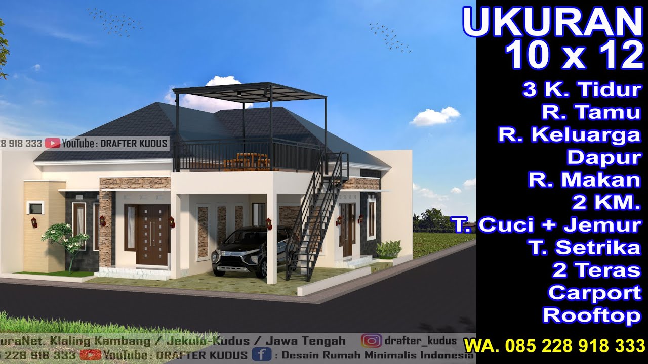 Modern Home, Ukuran 10x12 ll 3 K. Tidur ll Desain rumah minimalis