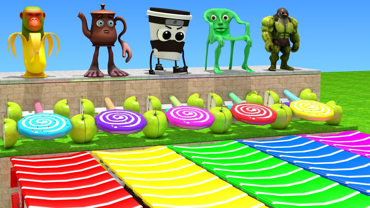 Long Slide Game with Cow Elephant Gorilla Hippopotamus Tiger 3d Animal Game Funny 3d Animals