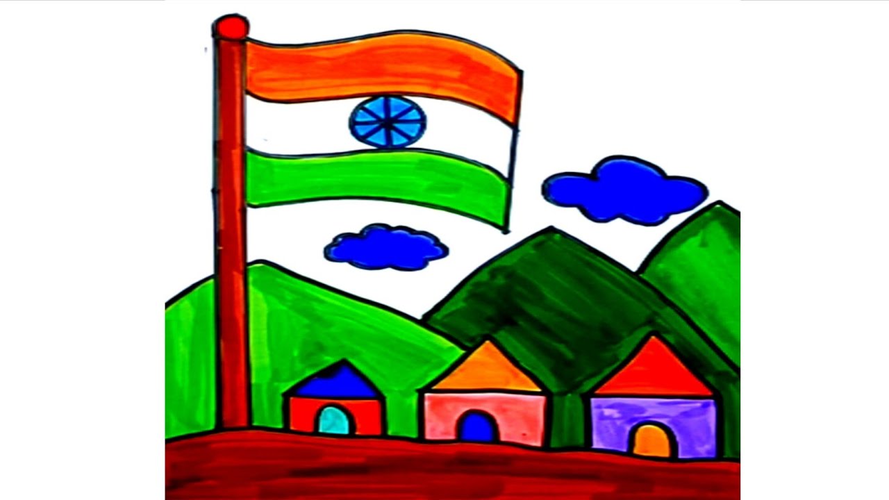 26 January Republic Day Drawing 🇮🇳 | Indian Village & Tiranga Drawing | Easy Drawing