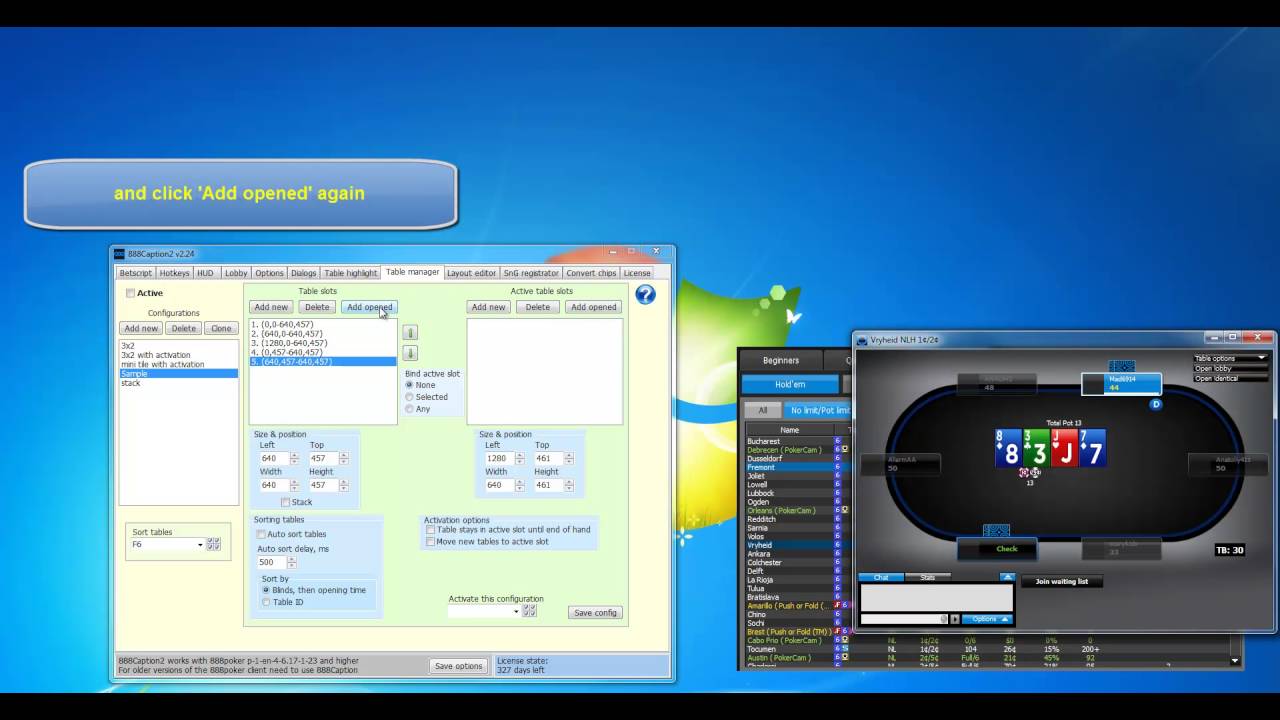 Table manager: simple tile configuration