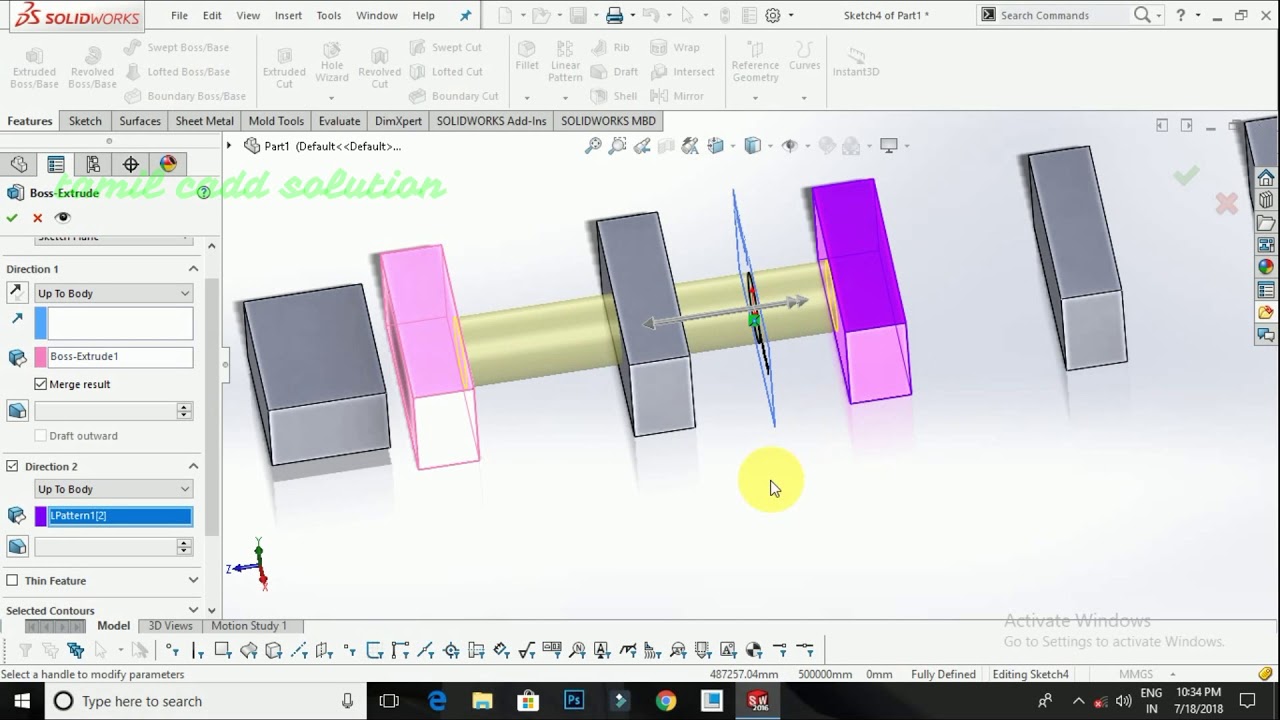 SolidWorks Extrude Boss/Base -- Tamil