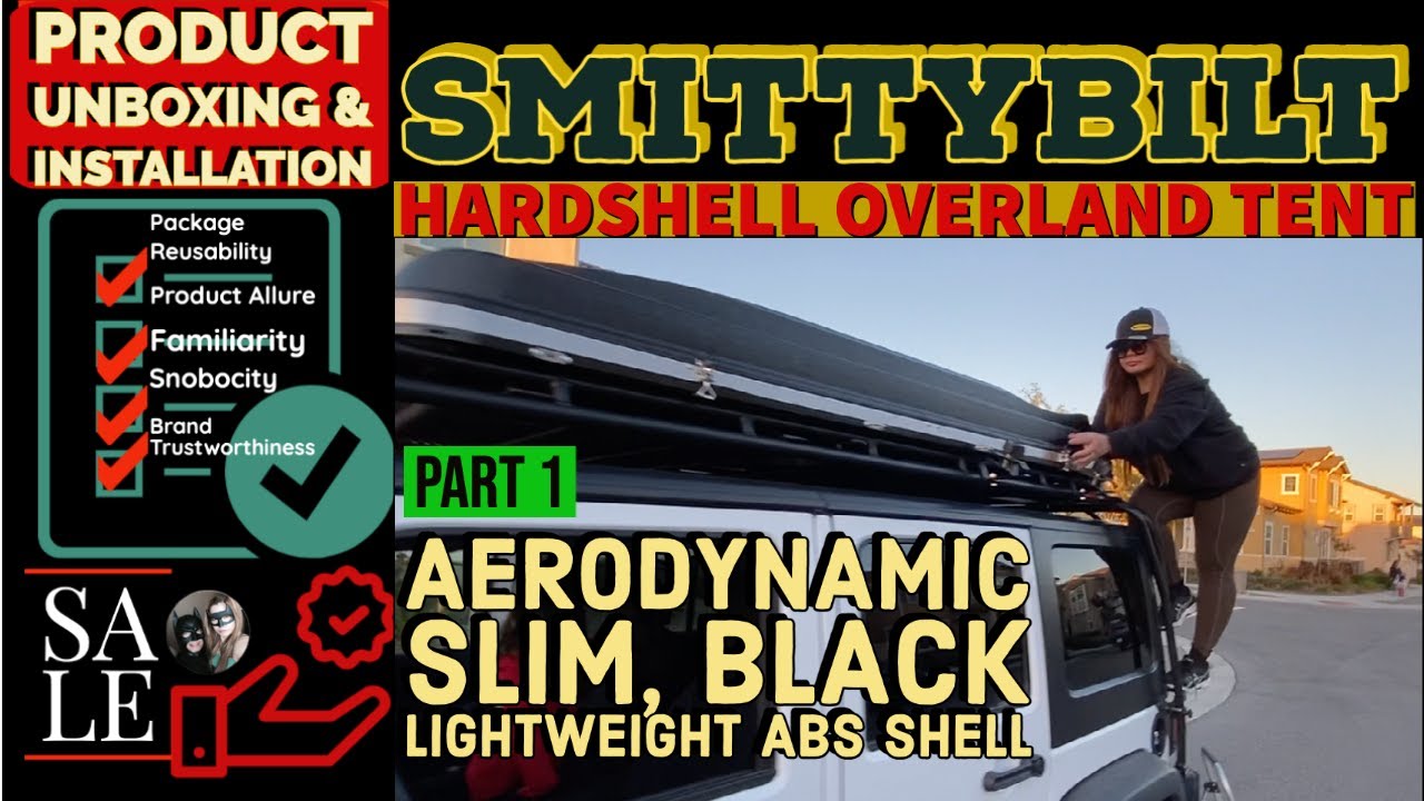 SMITTYBILT HARDSHELL OVERLAND ROOF TOP TENT installed in a Gobi Roof Rack