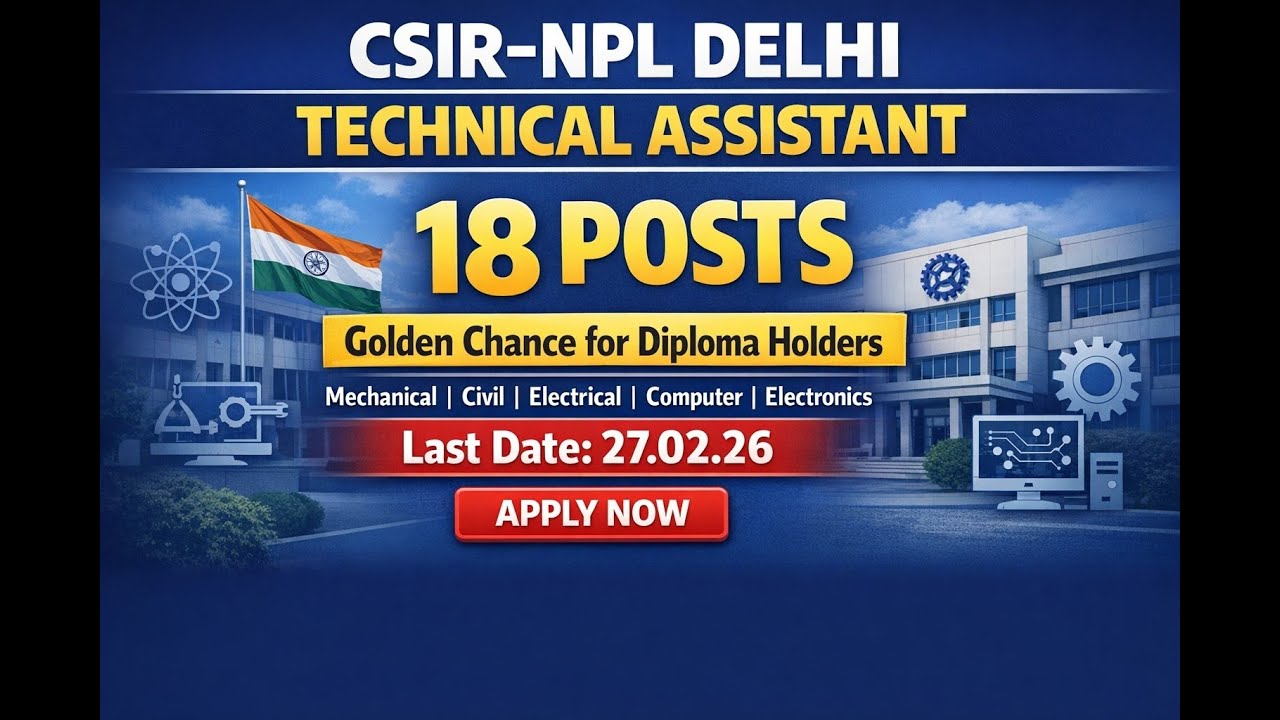 CSIR NPL Technical Assistant 2026 | 18 Vacancies | Experienced based Jobs