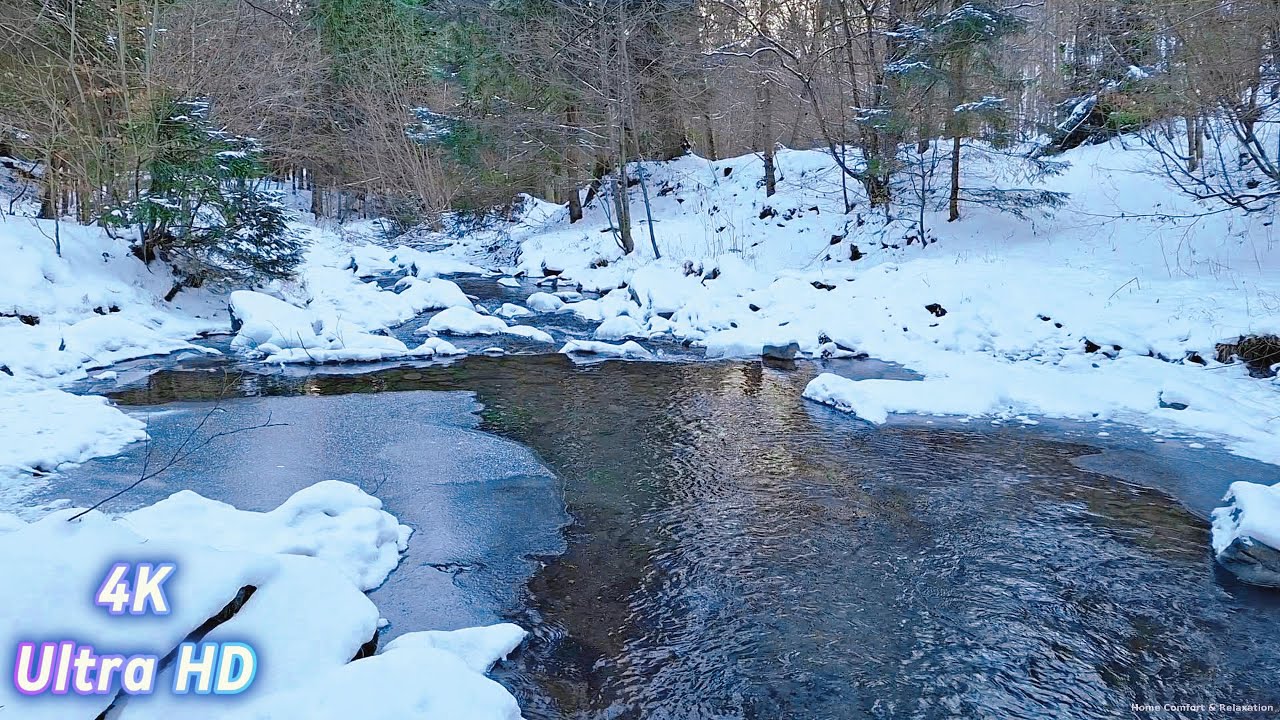 Mountain River Sounds for Deep Sleep & Relaxation | Crystal Clear Nature Sounds, No Music4K 