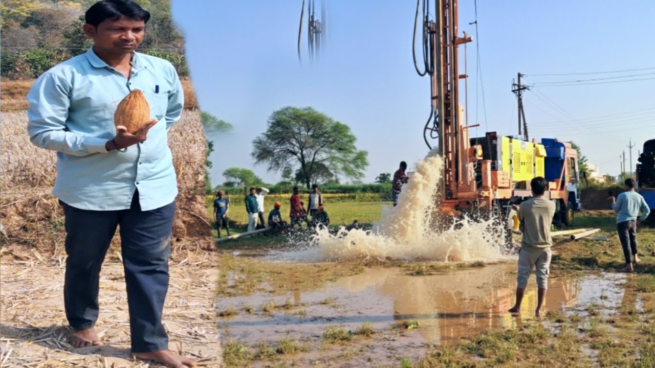 Borewell Water Checking Method using Coconut Step-by-Step Guide - 5 Hp Motor Water Force Video