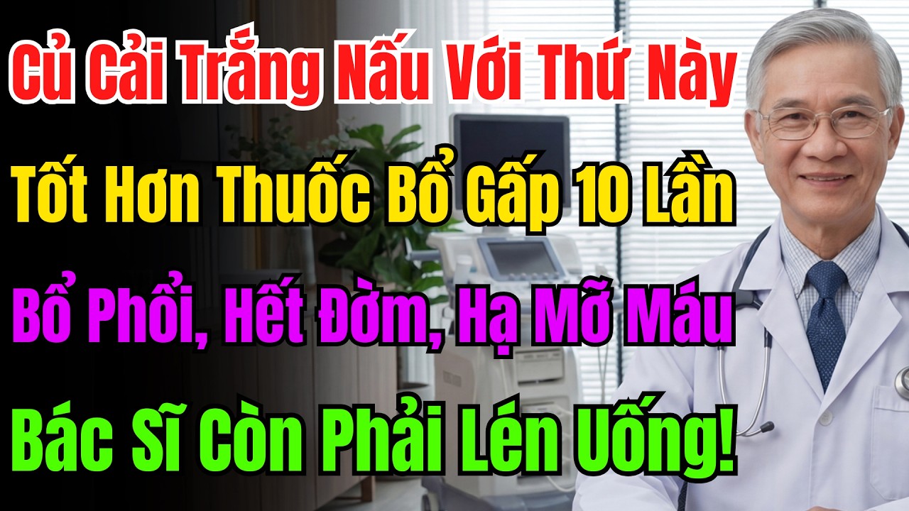 Củ Cải Trắng Nấu Với Thứ Này Tốt Gấp 10 Thuốc Bổ: Sạch Phổi, Tiêu U, Hạ Tam Cao, Bác Sĩ Cũng Dùng.