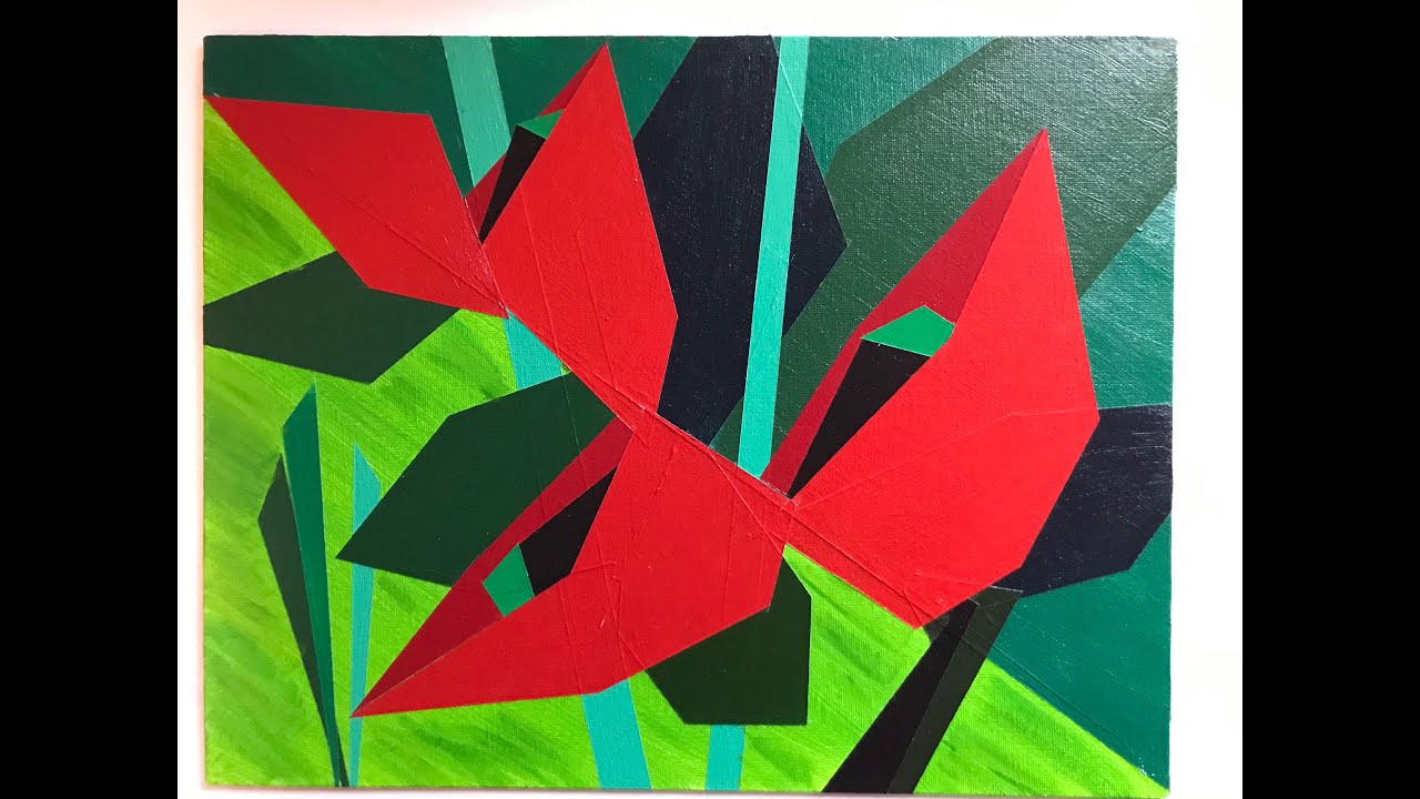 Heliconia Abstractions Part 2--geometric, hard edge technique