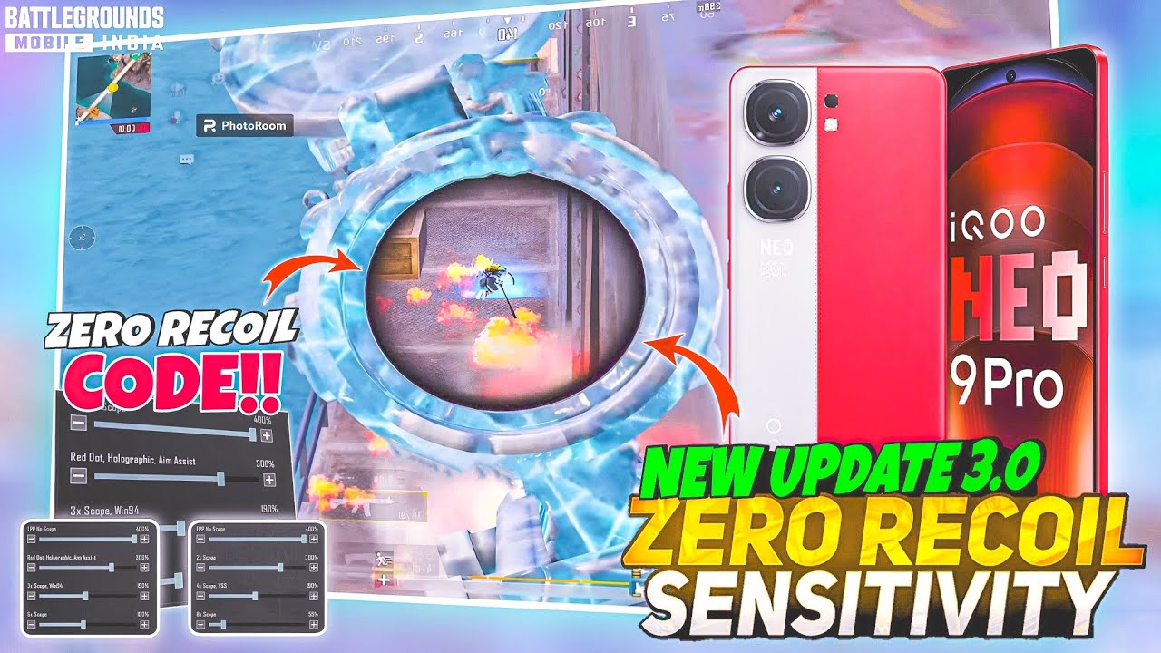 🔥iQOO Neo 9 Pro BGMI Zero Recoil Sensitivity Settings