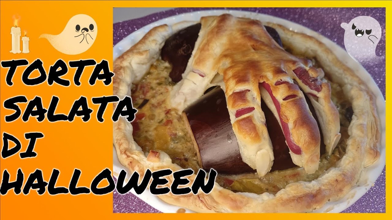 torta salata di halloween , con mano di halloween mostruosa !!!