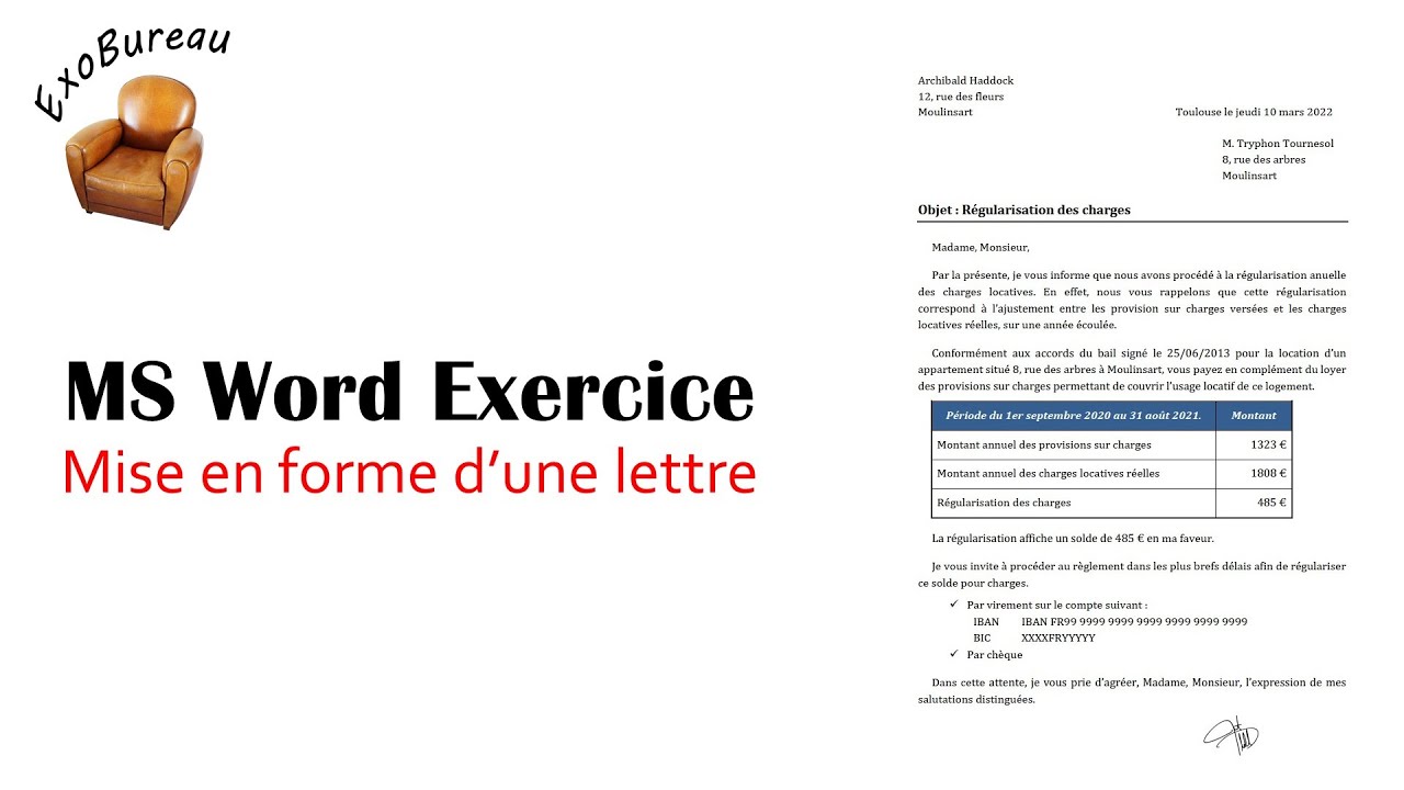 Mise en forme d'une lettre avec Word