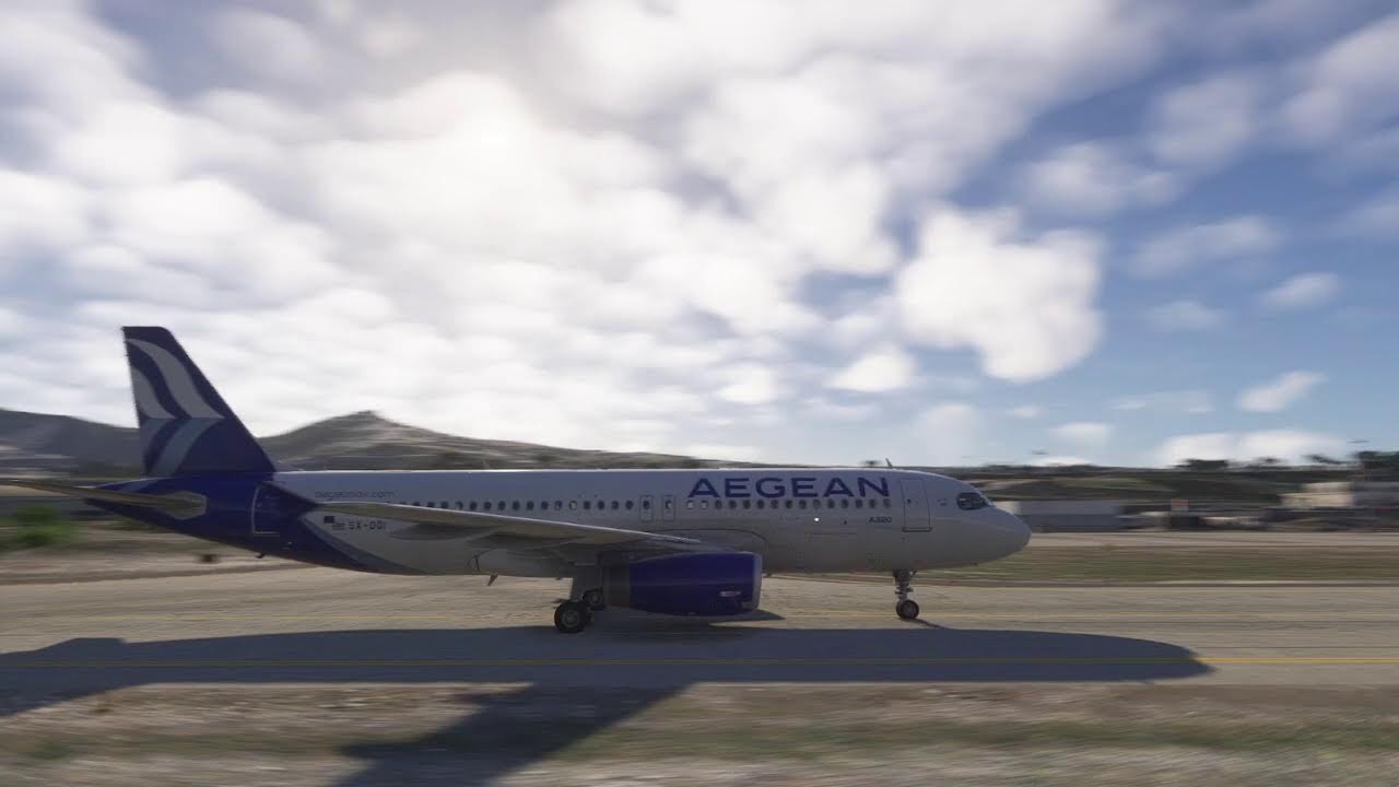Descent into Santorini Airport in the Fenix A320  AEE4SR