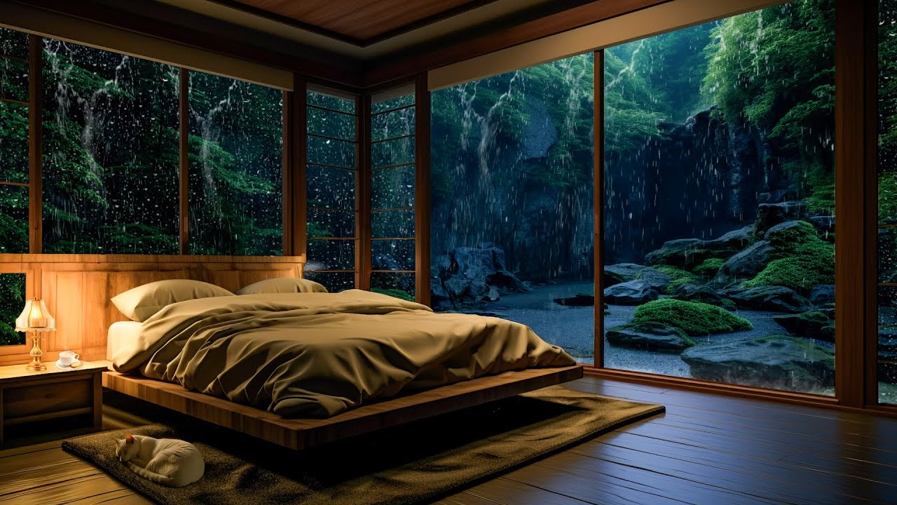 Calm Piano Music For Sleeping Fast | Night Rain Sounds | Noctivian