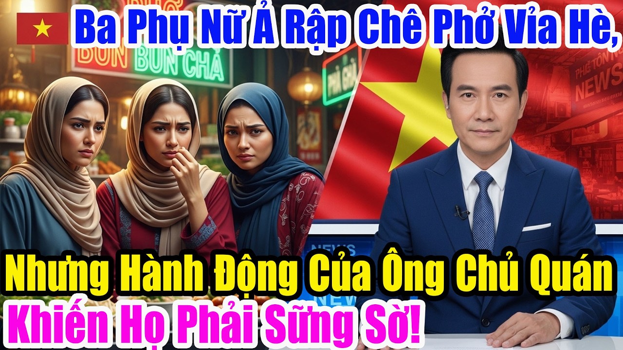 3 phụ nữ Ả Rập chê phở vỉa hè Hà Nội, nhưng hành động của ông chủ phở khiến họ sững sờ không ngờ !