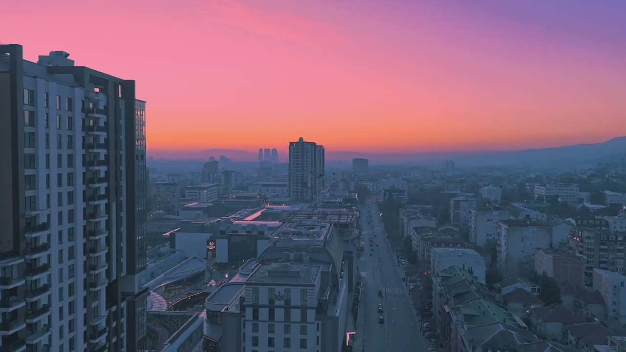 Skopje Morning Drone Aerial Footage.
