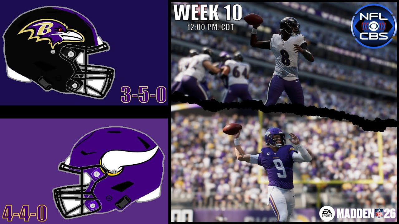 Ravens vs. Vikings | Week 10 - Simulations | Madden NFL 26 Franchise Mode Simulation