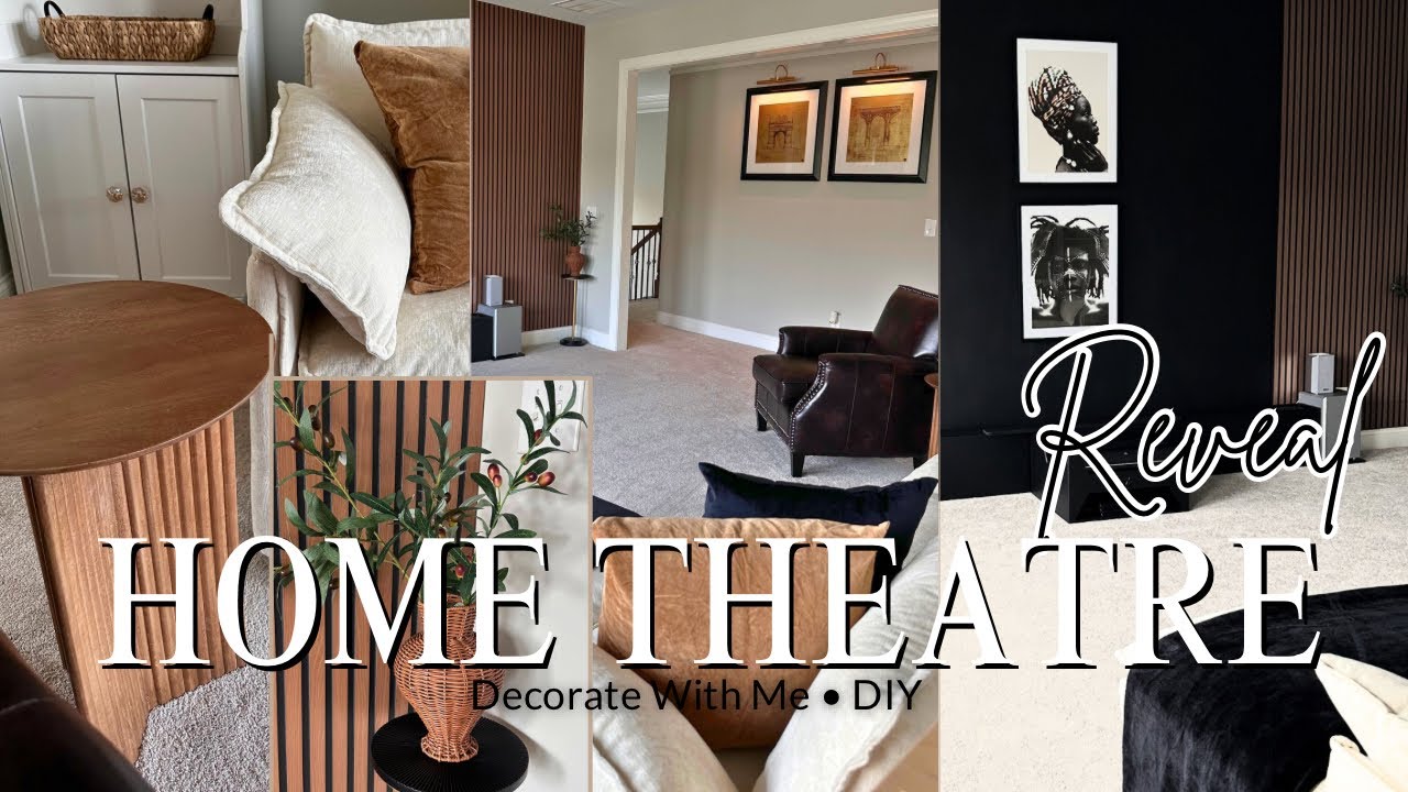 How to Create a Cozy DIY Home Theater | Modern Movie Room Reveal + System Setup & Decor Ideas