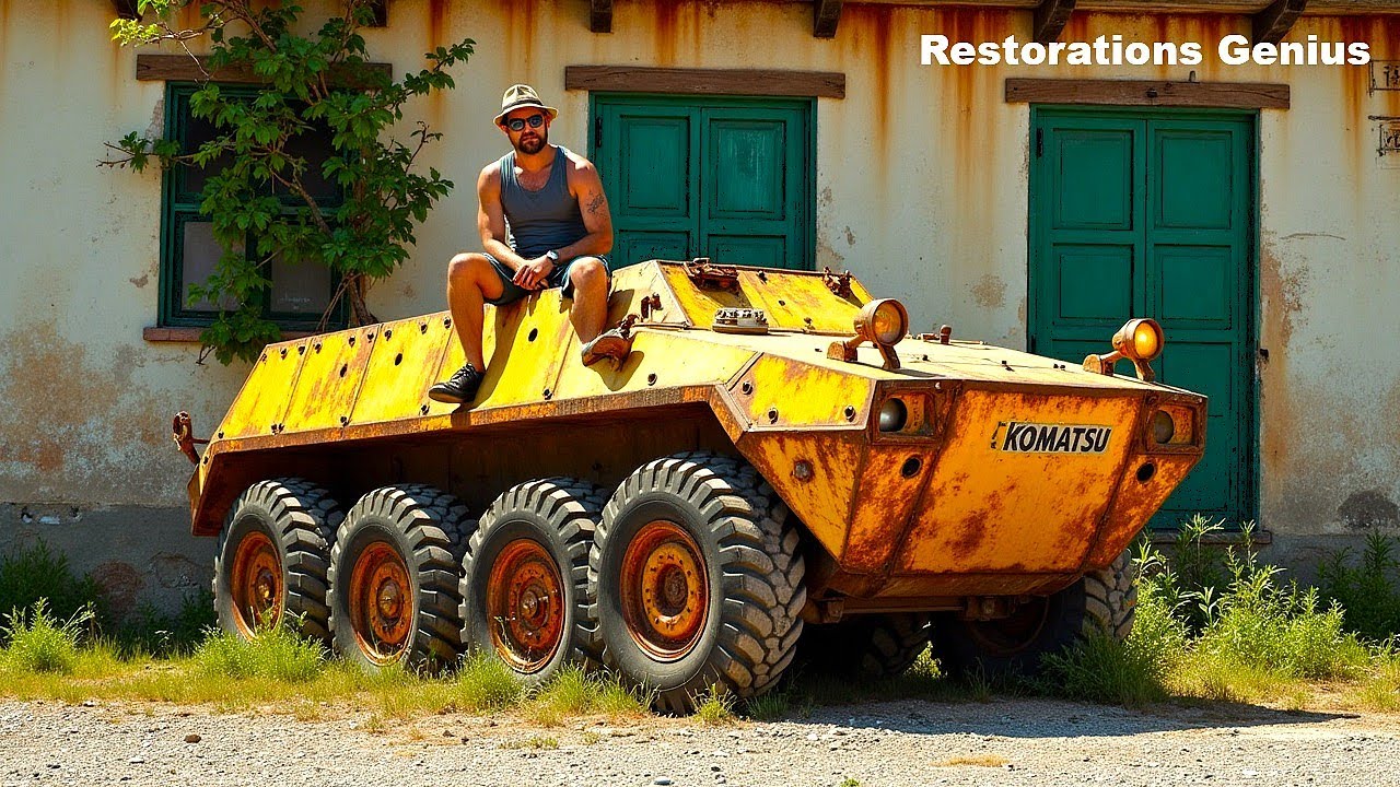 Reviving a Giant KOMATSU Tire Roller After Years of Rust and Decay // Restorations Genius