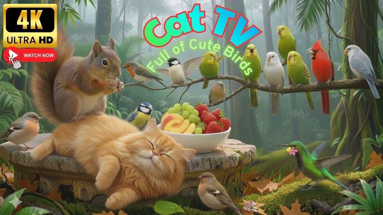 Cat TV for Cats to Watch 🐦🌲 A Forest Full of Cute Birds | Relaxing 4K UHD