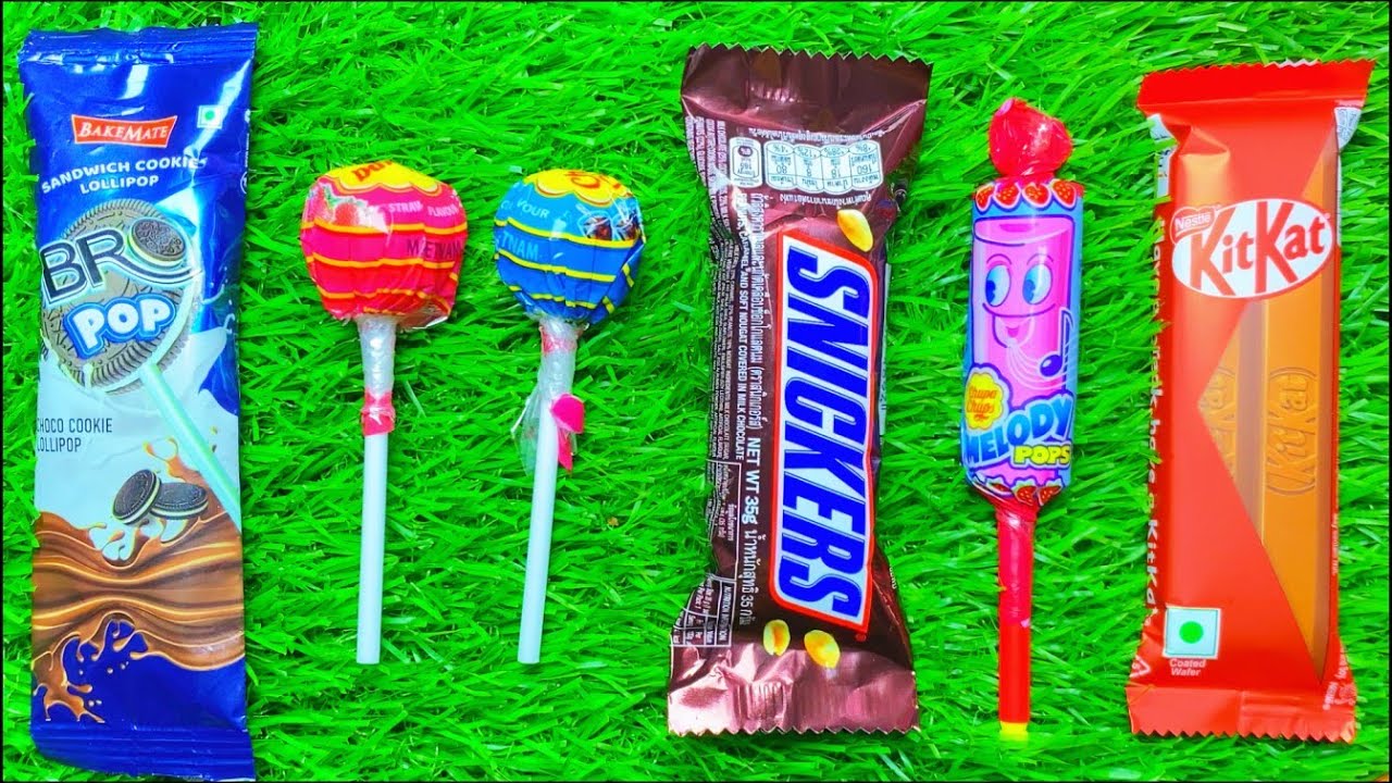 ASMR Most Popular Candys / some lots of colorful rainbow lollipop candy / unpacking chocolate eat