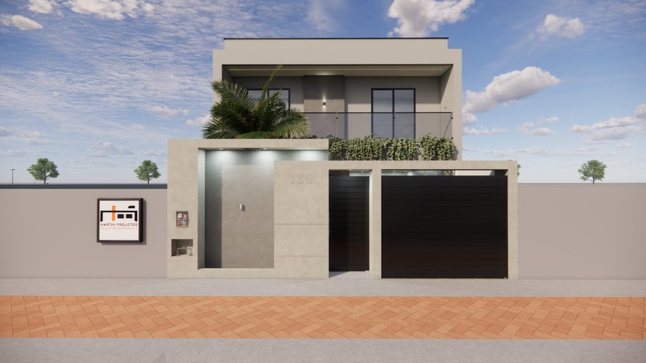 Projeto de Sobrado com 3 quartos em terreno 8x25 - 141m2 - Projeto 442