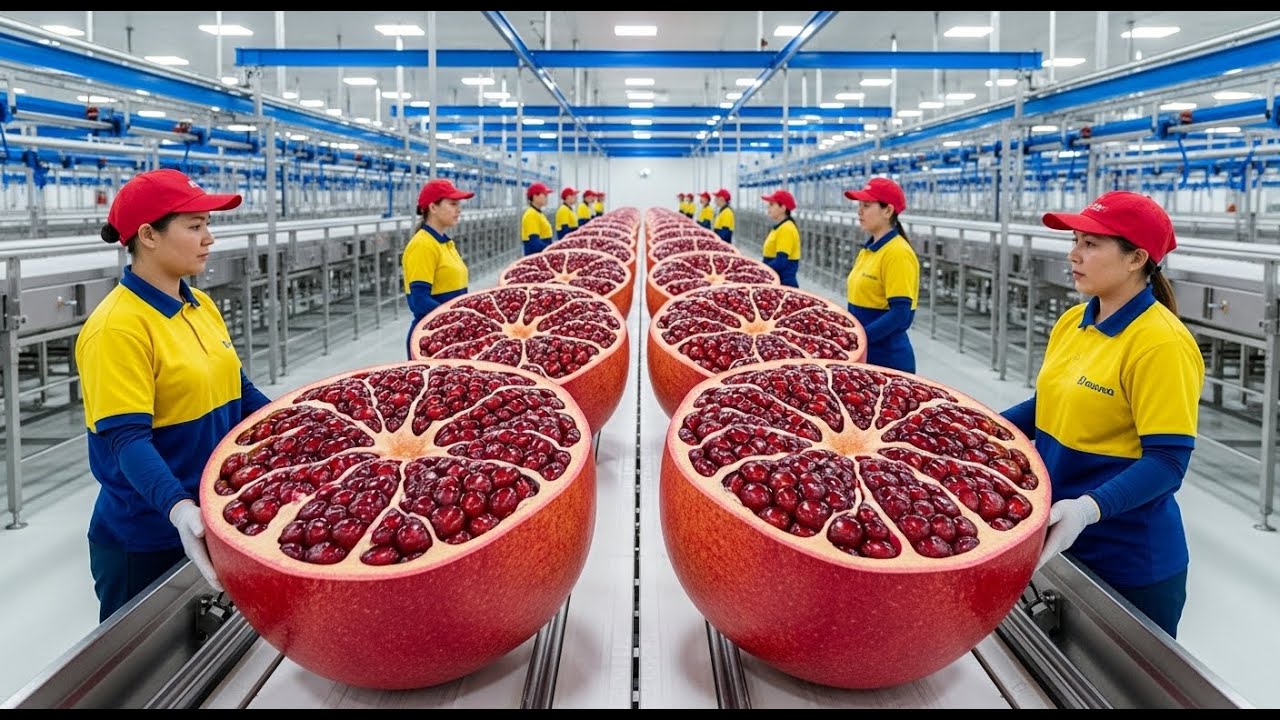 How Pomegranate Juice Is Made 🍷 Inside a Smart Fruit Processing Factory | Full Process