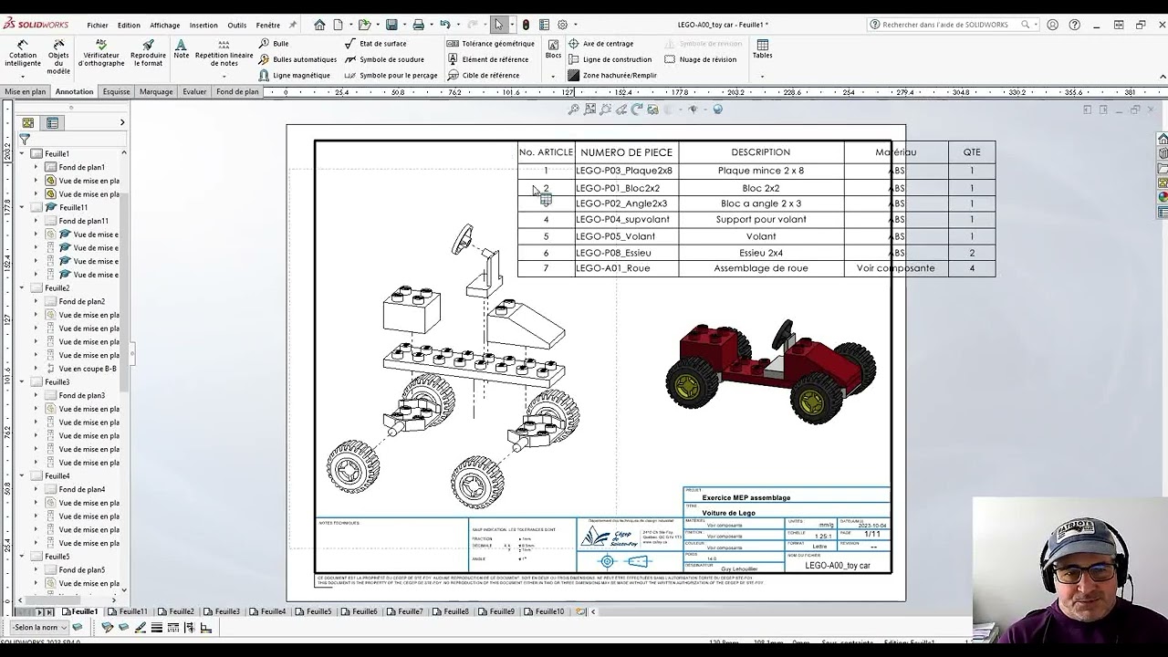 Solidworks: Ajouter une nomenclature (BOM) dans une mise en plan