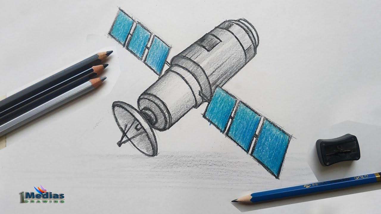 How to draw Satellite Step by step.