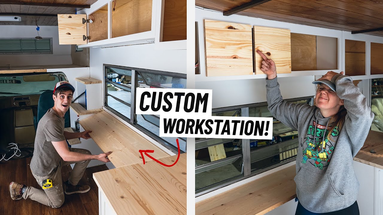RV Renovation - Installing CUSTOM Folding Desk & Stairs + Huge Cabinet Fail! 😳 (Ep. 25)