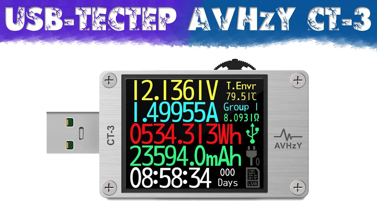 Слишком навороченный USB-тестер AVHzY CT-3 с нагрузкой Shizuku SM-LD-00 на 100Вт и термодатчиком