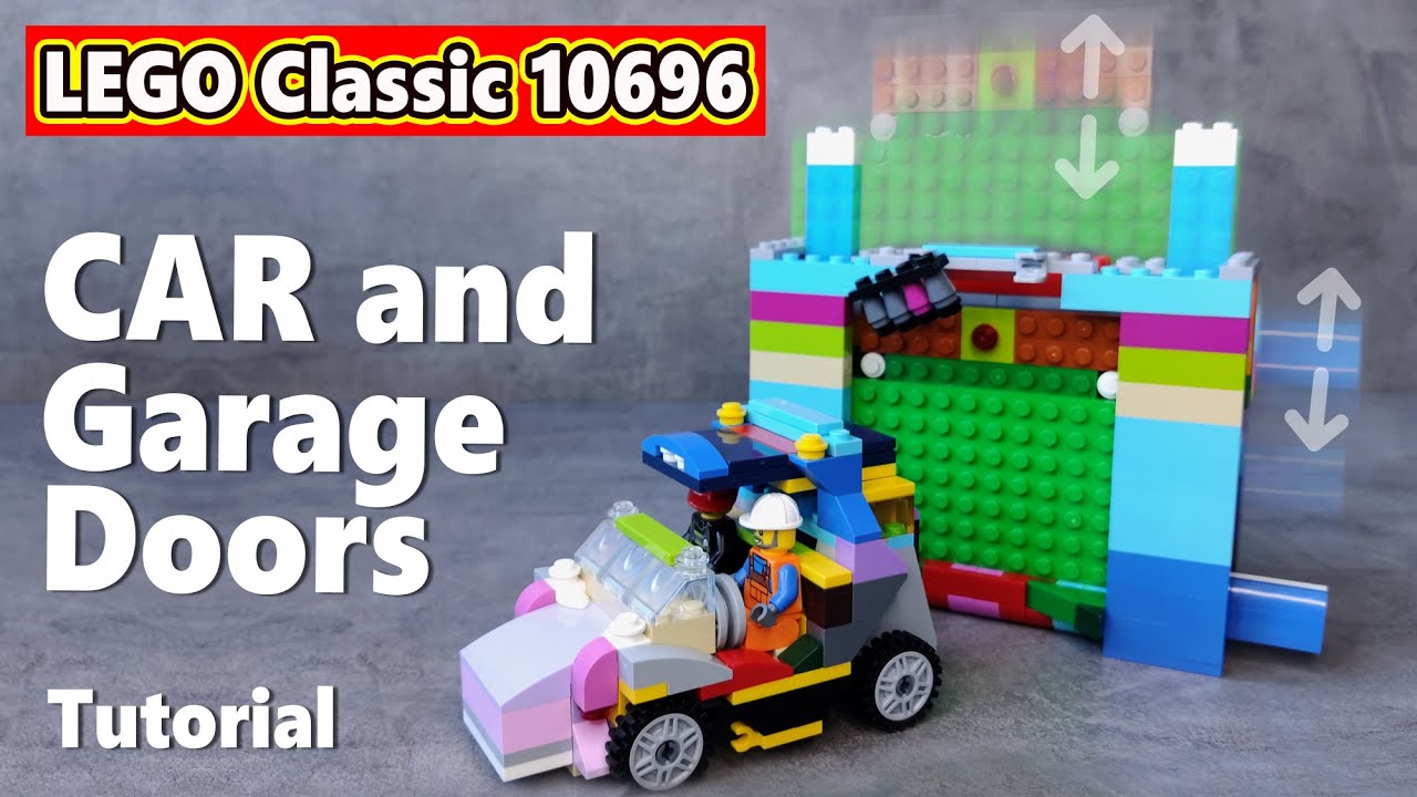 Lego Tutorial CAR and GARAGE DOORS (moc) | LEGO Classic 10696