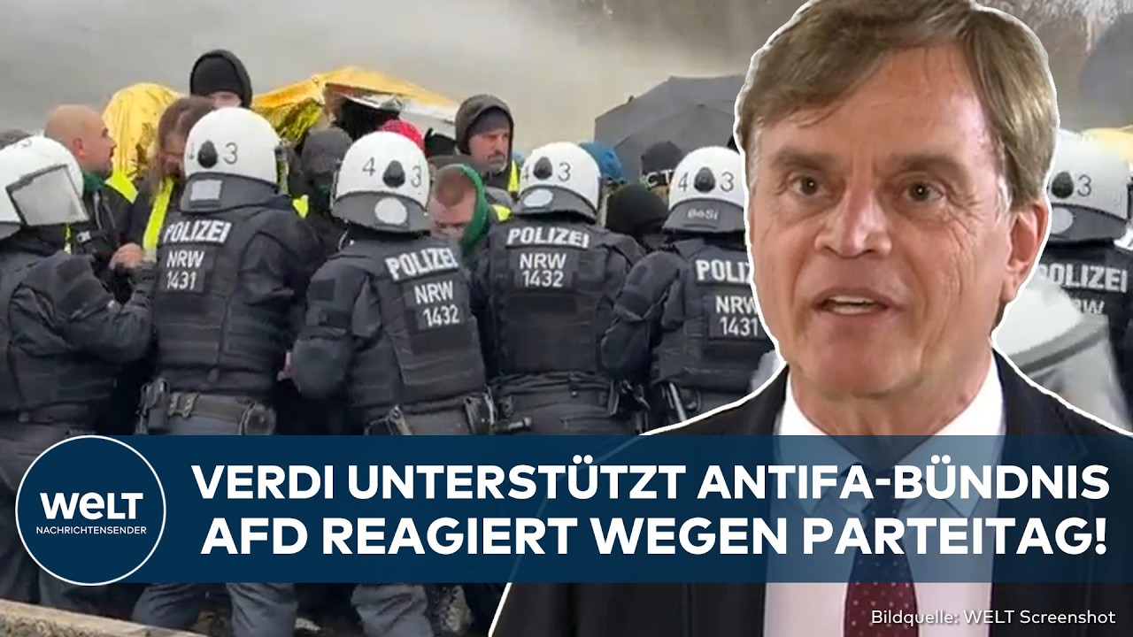ERFURT: Krawalle am AfD-Parteitag? Verdi hilft Antifa-B&uuml;ndnis bei Blockade! Baumann reagiert