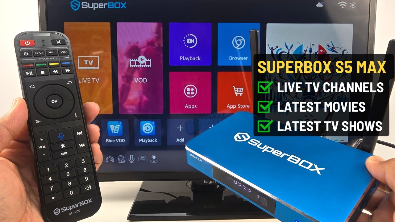 Обзор SuperBox S5 Max | Распаковка и настройка Android TV Box | Прямая трансляция | Фильмы | Blue TV