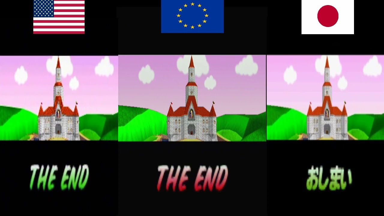 Mario Kart 64 Ending Comparison (USA/EUR/JP)