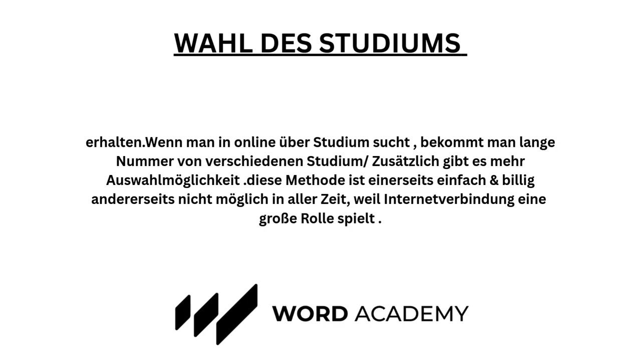 B2 Thema wahl des Studiums🇩🇪