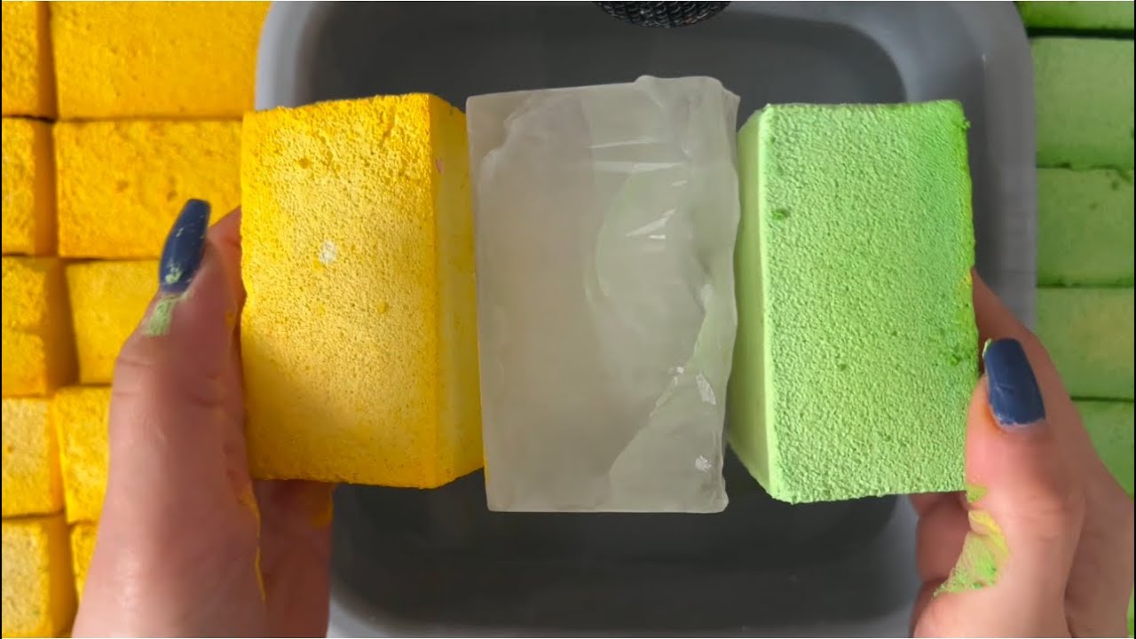 Gym chalk blocks +ice block+hot water (new)🍃💛🍃🧊🍃gym chalk asmr
