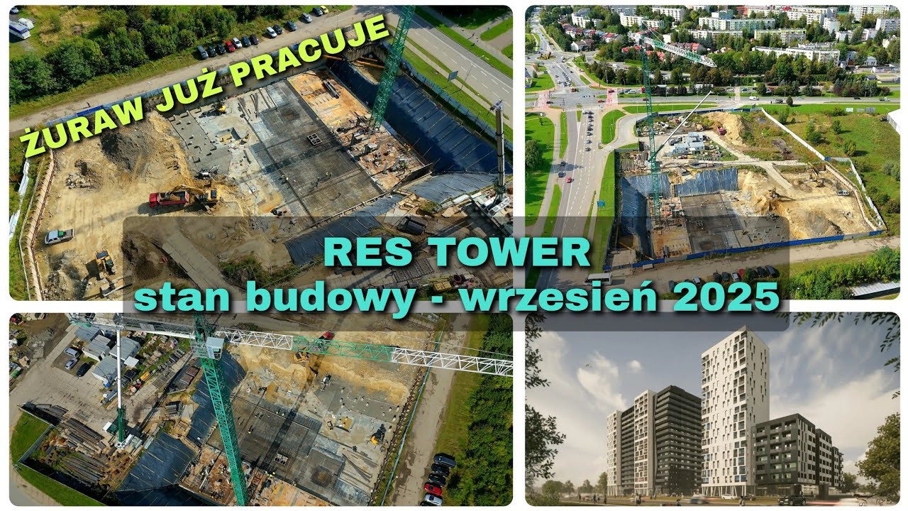 Res Tower - stan budowy, wrzesień 2025 | prace wrą, żuraw już działa | #Rzesz&oacute;w z drona | 4K@60fps