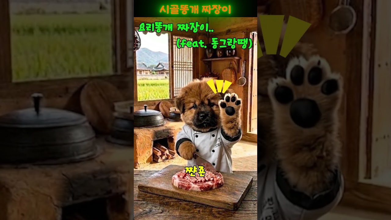 요리똥개 짜장이(feat.동그랑땡)..으헤헤 #짜장이#시골똥개#요리#칼질#동그랑땡#흑백요리사#요리똥개#잡솨좌#대박아이템#인터뷰#웃긴영상#AI강아지#말하는강아지