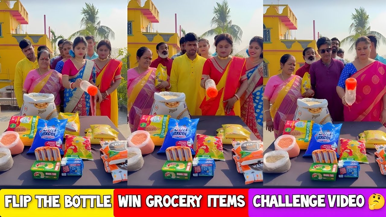 Flip The Bottle Win Grocery Items Challenge Video 🤔 || Amazing Video 🔥/ SK Challenge Video