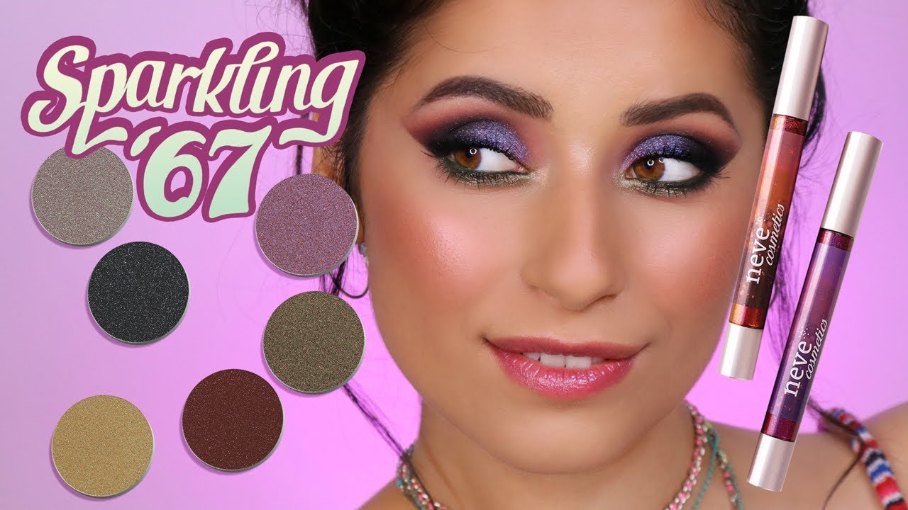 Trucco occhi viola e verde -  SPARKLING67 collection - Neve Cosmetics