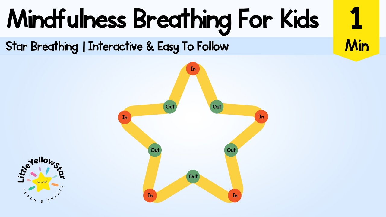 1 Minute Star Breathing For Kids | Star Breathing Mindfulness For Kids - Calm Video For Kids