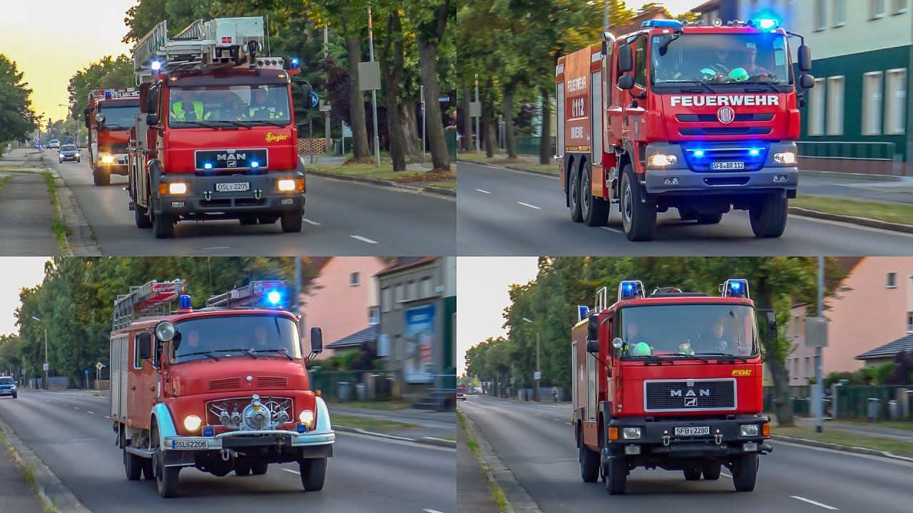 (Tatra GTLF, TM, TLF´s uvm.) Einsatzfahrten der Feuerwehren aus Senftenberg zum Gebäudebrand