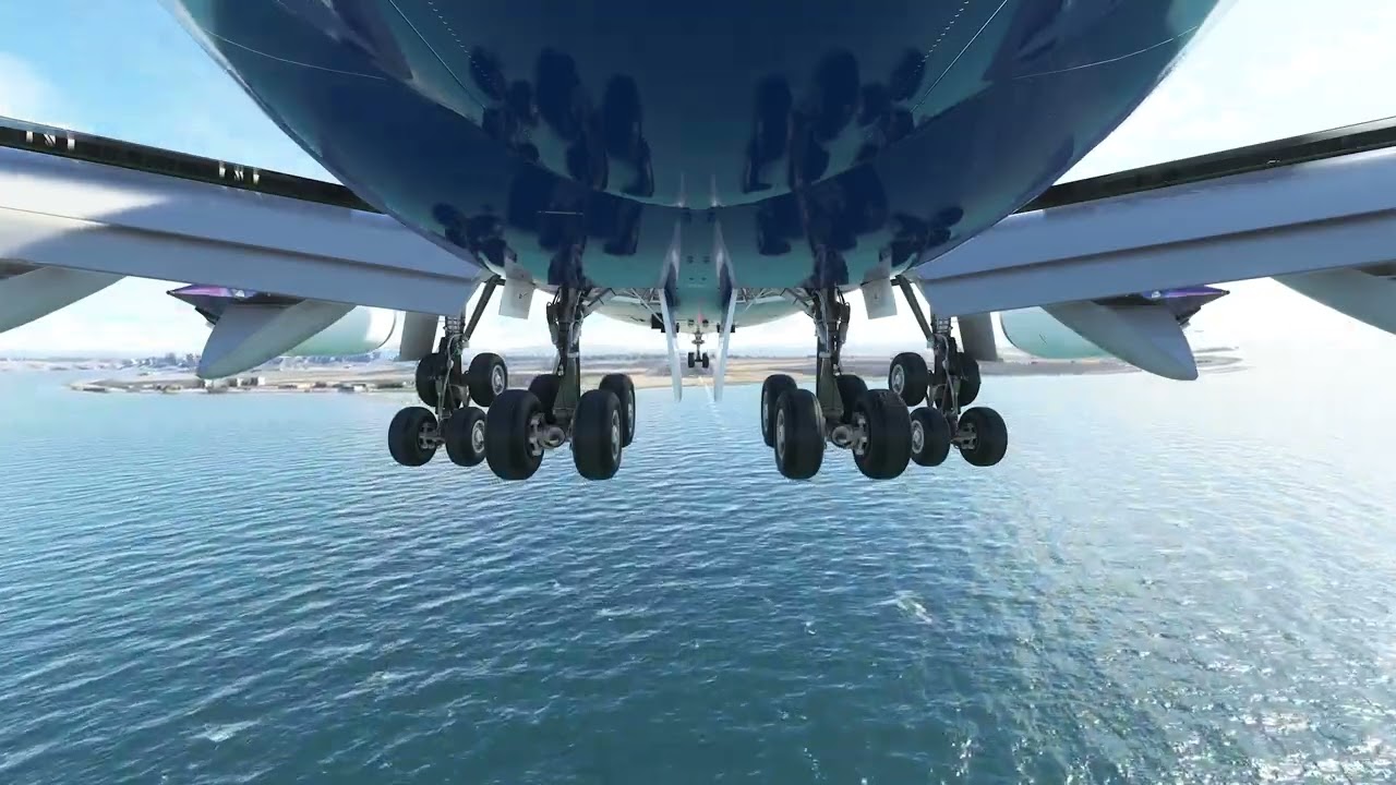 Boeing 747 landing at beautiful Miami Airport
