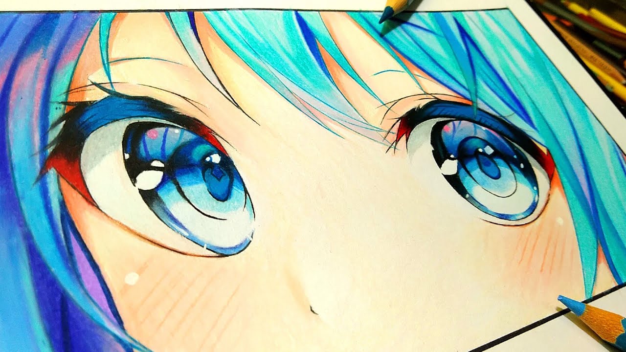 Drawing - ANIME EYES with Colored Pencils | Kuroito Art