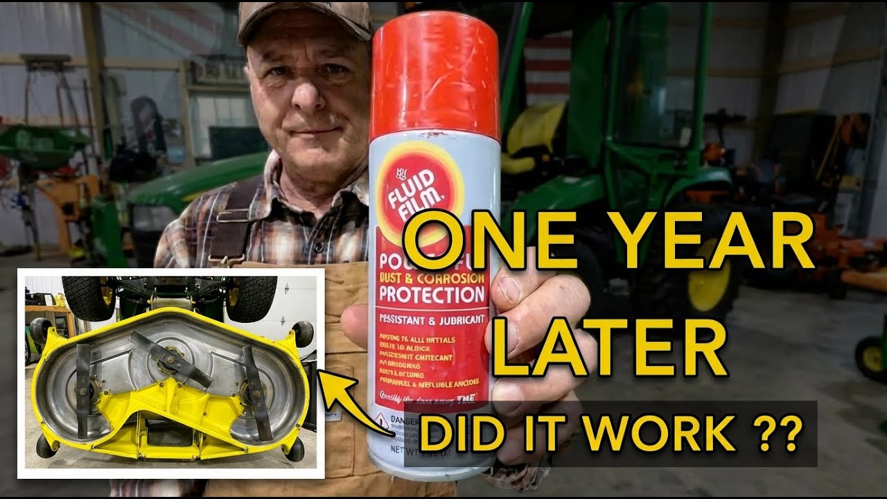 ГОД СПУСТЯ... Жидкопленочный тефлоновый слой на деке газонокосилки JOhn Deere? Результаты налицо!