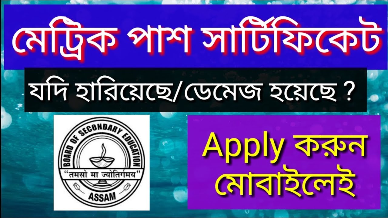 How to apply online duplicate HSLC/AHM Pass certificate/lost or damage hslc pass certificate