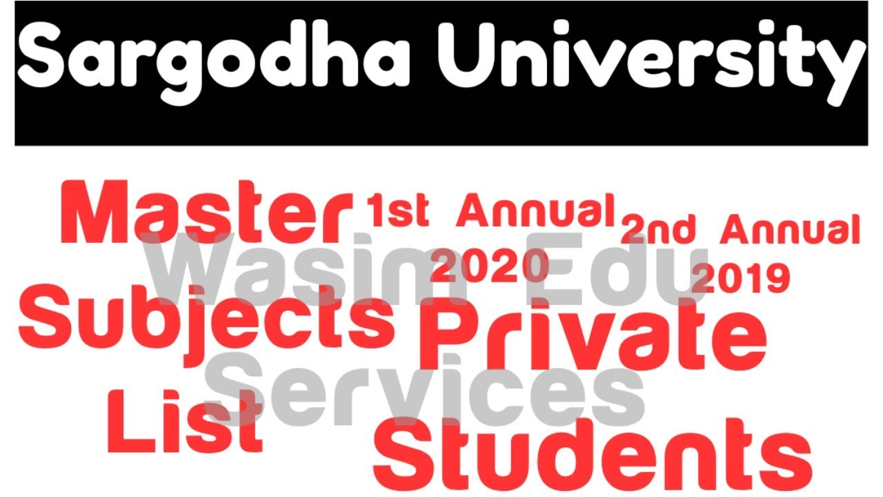 Sargodha University MA Subjects for Private Students