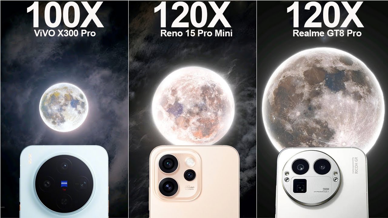 Oppo Reno 15 Pro Mini vs Realme GT8 Pro vs ViVO X300 Pro Live Zoom Camera Test Comparison
