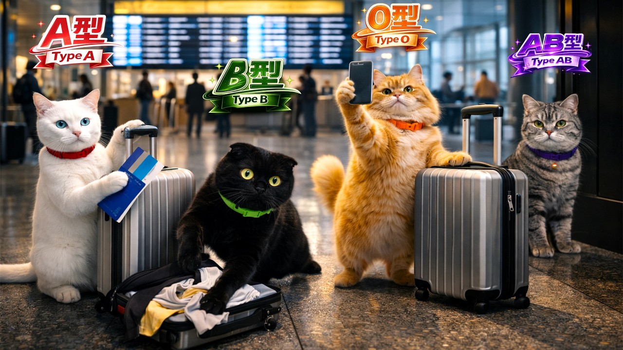 【血液型あるある】空港であなたはどのタイプ？✈️🐱
