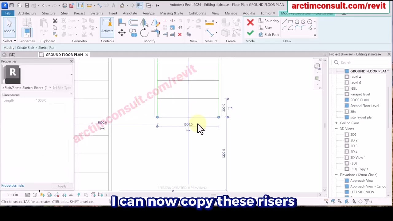 Как изменить лестницу в Revit 2024