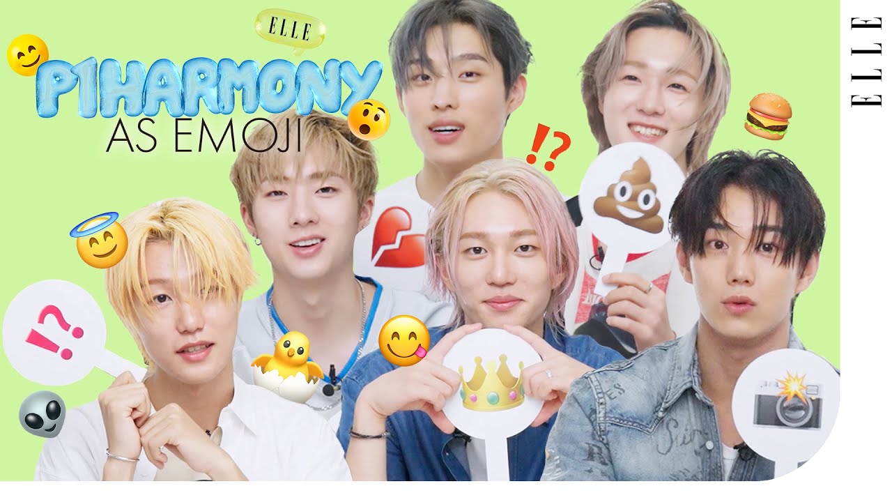 예??💩이요?? 피원하모니(P1Harmony)는 어떤 그룹인지 묻자 내놓은 충격적인 답변‼ 기호, 테오, 인탁, 지웅, 소울, 종섭의 이모지 인터뷰 | ELLE KOREA
